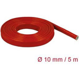 DELOCK 18898 - Fire-Proof Sleeving, Silicone-Coated, 5 m x 10 mm, red