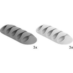 DELOCK 18298 - Cable holder with 5 cable grips, pack of 6, white/grey