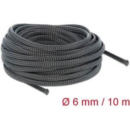 DELOCK 18848 - Braided Sleeve, stretchable 10 m x 6 mm, black