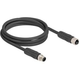 DELOCK 80520 - M12 Cable L-coded 4 pin male to female PUR suitable for drag cha