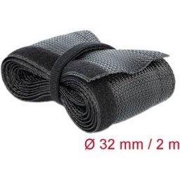 DELOCK 18858 - Braided Sleeve with Hook-and-Loop Fastener, 2 m x 32 mm, black