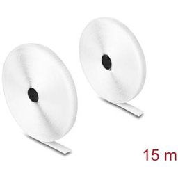 DELOCK 20921 - Durable Velcro tape set on roll, L 15 m x W 20 mm white