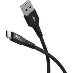 GOOBAY 74528 - Sync & charge cable, USB-C -> USB-A, 60 W, 3.0m, textile, black