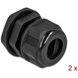 DELOCK 60385 - Cable Gland PG16 for flat cable bk 2 pcs