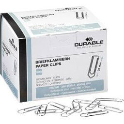 DURABLE 121125 - Paper clips, 32 mm, zinc-plated, 1000 pieces