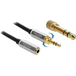 DELOCK 85783 - Stereo Jack Cable 3.5 mm 3 pin m > fem, 6.35 mm screw adapter 5