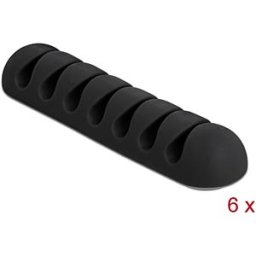 DELOCK 18348 - Cable Holder with 7 feed-throughs self-adhesive Set 6 pieces bla