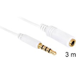 DELOCK 84483 - Jack, 3.5 mm, plug/socket, 4-pin, iPhone, 3.0 m, white