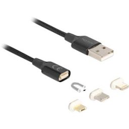 DELOCK 88165 - Magnetic USB charging cable + 3 connections, 1 m