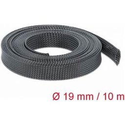 DELOCK 18903 - Braided Sleeving, stretchable 10 m x 19 mm, black