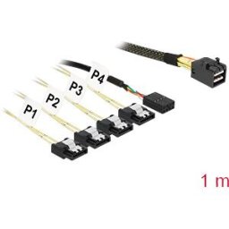 DELOCK 85732 - Kabel Mini SAS HD SFF-8643 > 4 x SATA 7 Pin + Sideband 1 m