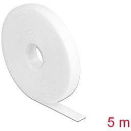 DELOCK 18377 - Hook and loop tape on roll, 5 m x 13 mm, white