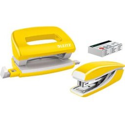 LEITZ 55612016 - NeXXt WOW mini stapler and mini hole puncher set, yellow