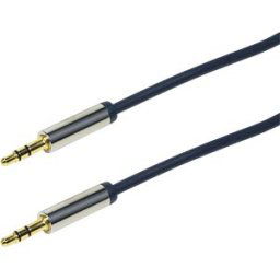 LOGILINK CA10050 - Audio cable, 3.5 mm 3-pin/M to 3.5 mm 3-pin/M, metal, blue, 0.5
