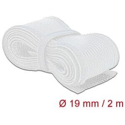 DELOCK 20702 - Braided Sleeving with Hook-and-Loop Fastener 2 m x 19 mm white