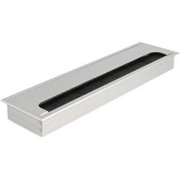DELOCK 66863 - Cable grommet for desk mounting, brush, 300 x 80 x 28 mm, silver