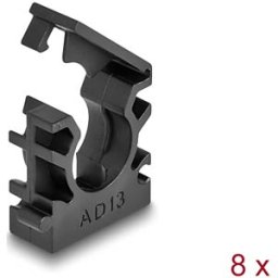 DELOCK 60482 - Cable holder with retainer clip, 13 mm, 8 pieces, black