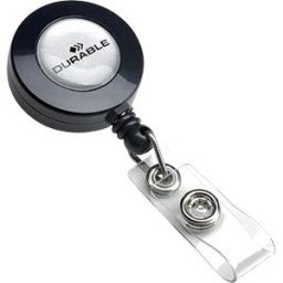 DURABLE 815258 - Retractable badge reel with snap-fastener loop, pack of 10