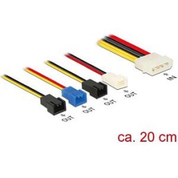 DELOCK 85516 - Cable Power supply Molex 4 pin male > 4x 2 pin fan, 20 cm