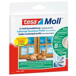 TESA 05445 WS - E profile rubber seal, 10 m, white