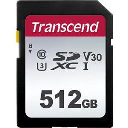TRANSCEND TS512GSDC300S - SDXC memory card, 512 GB, UHS-I U3 class 10, V30, 300S