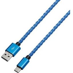 MAXTRACK MATR M12L - Sync and charging cable, USB-A -> C, 1.0 m, leather, blue