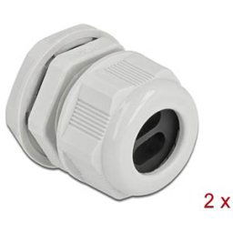 DELOCK 60394 - Cable Gland PG21 for flat cable with 2 cable entries gy 2 pcs