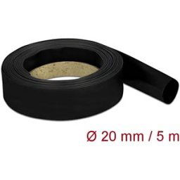DELOCK 18942 - Heat-shrink tubing, 5 m x 20 mm, black