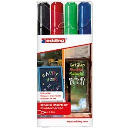 EDDING 4095/4S - Calk marker, 2-3 mm, black/red/blue/lightgreen