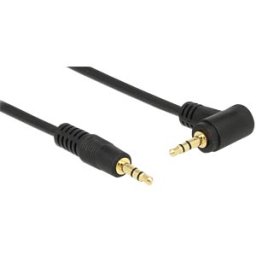DELOCK 83752 - Stereo Jack Cable 3.5 mm 3 pin male > male angled 0.5 m black