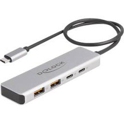 DELOCK 64230 - USB 3.1 4-Port Hub, 2x A, 2x C, aluminum, 35 cm