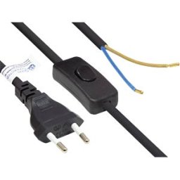 GOOD CONNECTIONS GC P0386-S015 - Euro plug type C to open ends, with switch, black, 0.75 mm², 1.5