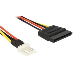 DELOCK 83877 - Power Cable SATA 15 pin male > 4 pin floppy male 24 cm