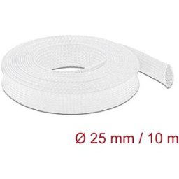 DELOCK 20806 - Braided Sleeve stretchable 10 m x 25 mm white