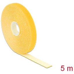 DELOCK 18735 - Hook and loop tape on roll, 5 m x 13 mm, yellow