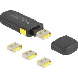 DELOCK 22031 - USB-A port lock (1x key, 4x locks), yellow