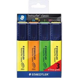 STAEDTLER 364SW4 - Highlighter pen, wedge tip, 1 - 5 mm, 4 pieces