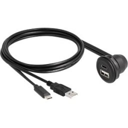 DELOCK 88103 - USB 2.0 cable, A+C male to 90° A+C female, built-in, 1 m