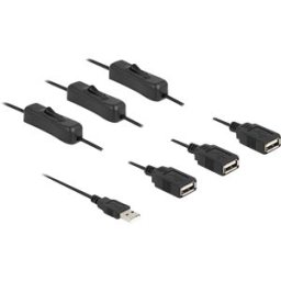 DELOCK 86804 - Charging cable, USB type A connector -> 3x ports , switch, 1 m