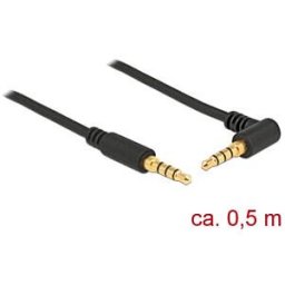 DELOCK 85607 - Stereo Jack Cable 3.5 mm 4 pin male > male angled 0.5 m