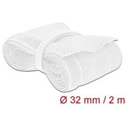 DELOCK 20703 - Braided Sleeving with Hook-and-Loop Fastener 2 m x 32 mm white