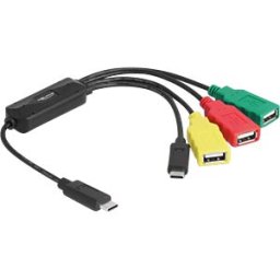 DELOCK 64203 - USB 2.0 4 port cable hub, 3x A female, 1x C male, 30 cm