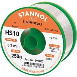 STANNOL STA HS10 TC 0,7 - Solder wire HS10, S-Sn99Cu1, 0,7 mm, 250 g