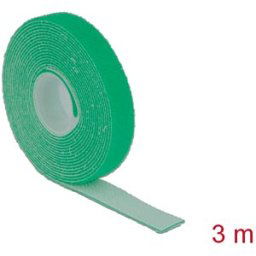 DELOCK 18726 - Hook and loop tape on roll, 3 m x 13 mm, green