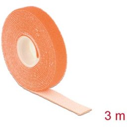 DELOCK 18742 - Hook and loop tape on roll, 3 m x 13 mm, orange