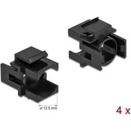 DELOCK 86738 - Keystone cover black with 12.5 mm hole 4 pieces