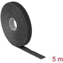DELOCK 18711 - Hook and loop tape on roll, 5 m x 13 mm, black