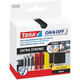 TESA 55229 SW - tesa® On & Off Velcro tape, extra-strong, black