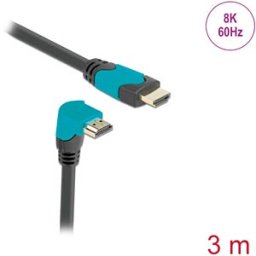 DELOCK 86993 - HDMI cable male straight to male 90° angled down 48 GBit/s, 3 m