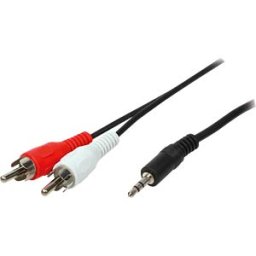 LOGILINK CA1043 - Audio cable, 3.5 mm 3-pin/M to 2x RCA/M, black, 5 m